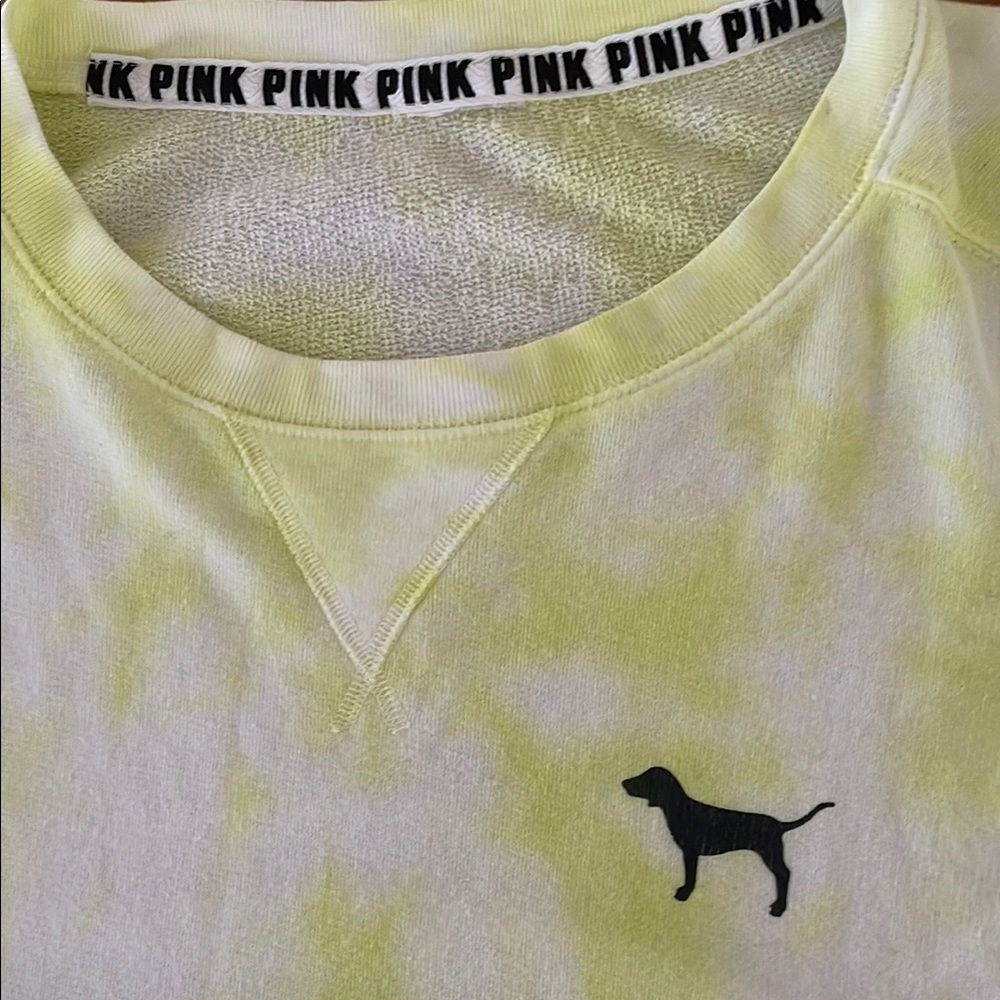 PINK Victoria's Secret Yellow Tie-Dye cropped sweater - Picture 3 of 6